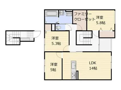 妹尾アパート(3LDK/2階)の間取り写真