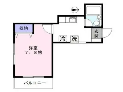 パーシモンハイツ(1K/2階)の間取り写真