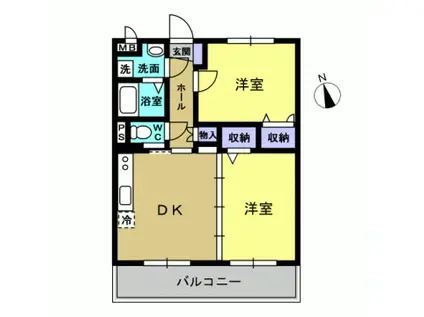 エスターテ(2DK/3階)の間取り写真