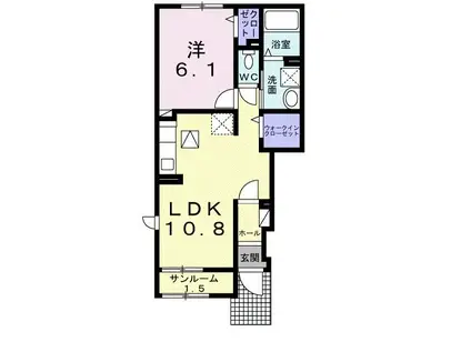 カーサフェリーチェ四日市(1LDK/1階)の間取り写真