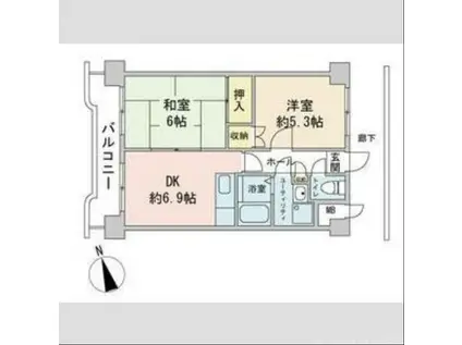 サニーヒルズ2番館(2DK/3階)の間取り写真