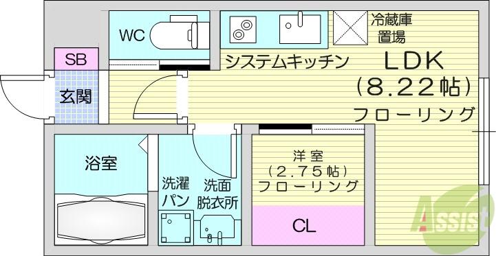 LE PRINTEMPS (1LDK/2階)の間取り写真