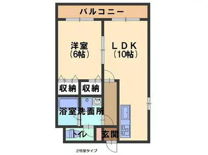 グラッチェ泉原(1LDK/3階)の間取り写真