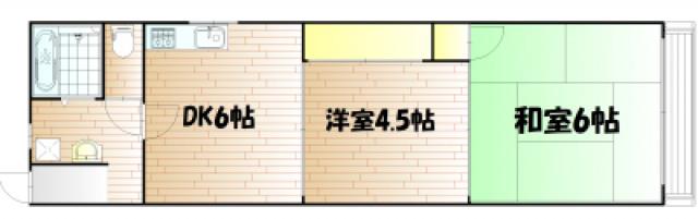若松コーポ1号棟(2DK/2階)の間取り写真