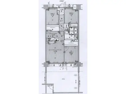 アルファスマート道後湯築(3LDK/1階)の間取り写真