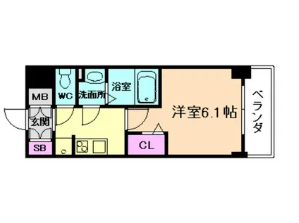 プレサンス福島ミッドエル(1K/8階)の間取り写真