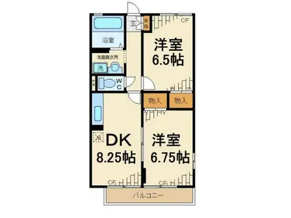 ハイムシンフォニアA(2DK/2階)の間取り写真