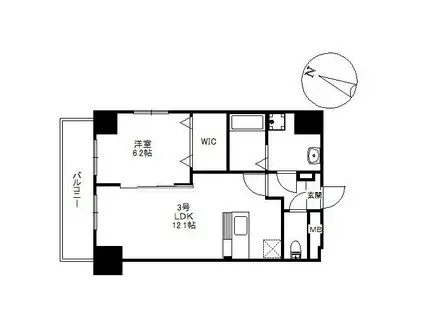 グレンパークII 番館 655(1LDK/8階)の間取り写真