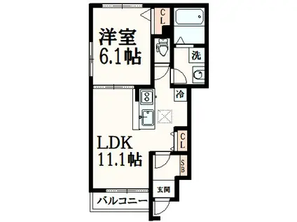 サクラーレII(1LDK/1階)の間取り写真