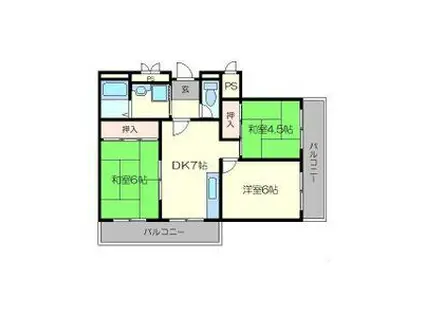 プチエール小野原(3DK/1階)の間取り写真