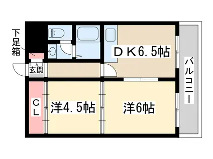 ミフネセントラルベア東三国(2DK/13階)の間取り写真