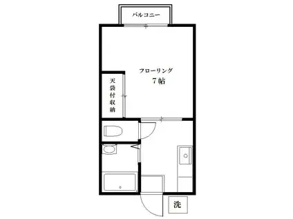 ハイツグリーンヒル(1K/2階)の間取り写真