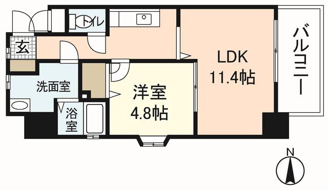 エスポアール庚午(1LDK/8階)の間取り写真