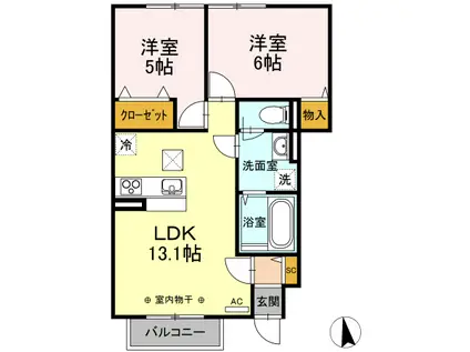 メゾンソレイユ(2LDK/1階)の間取り写真