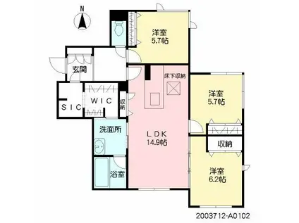 K&Mフォレストガーデン(3LDK/1階)の間取り写真