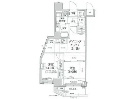 プロスタイルウェルス 押上ノースアイル(2DK/2階)の間取り写真