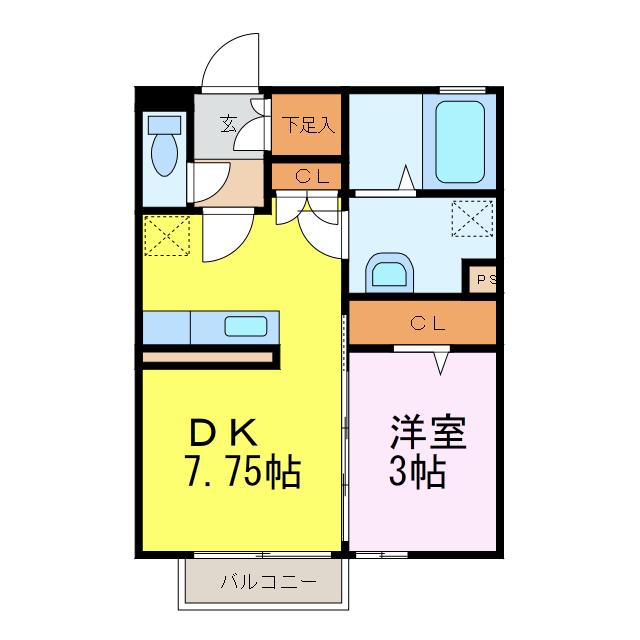 メイユールヒル 一里(1DK/1階)の間取り写真