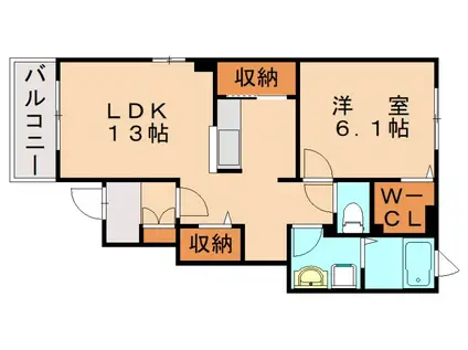 ベルコロレII B(1LDK/1階)の間取り写真
