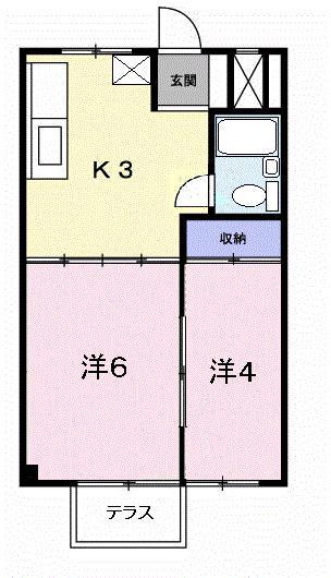 シティハイツジュン(2K/1階)の間取り写真