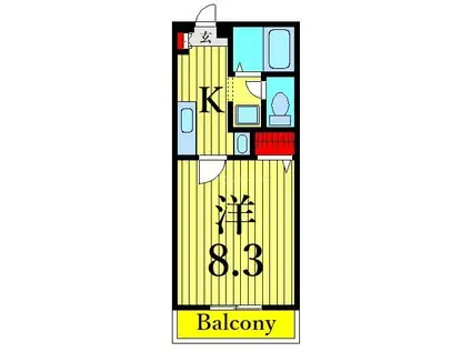 カリスペーラ(1K/2階)の間取り写真