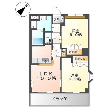 グランドール(2LDK/2階)の間取り写真