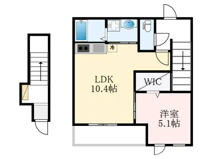 ルキアスF(1LDK/2階)の間取り写真