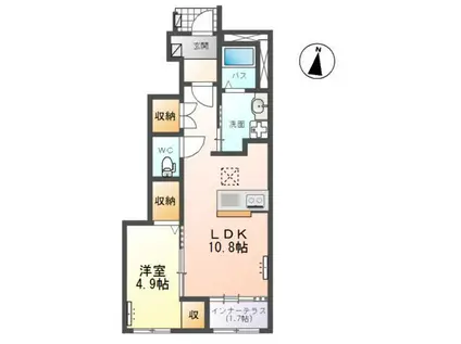 ソレイユII(1LDK/1階)の間取り写真