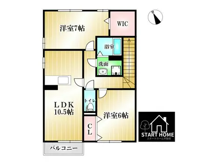 アクシス南島田 C(2LDK/2階)の間取り写真