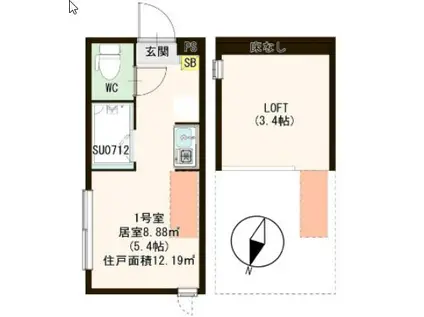 ミノリオ新小岩(ワンルーム/2階)の間取り写真