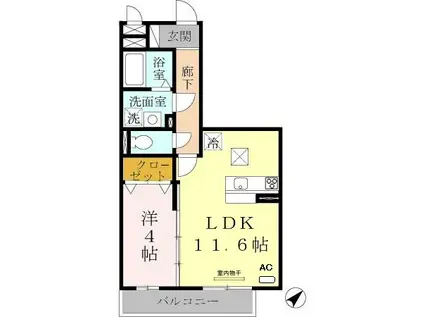 エスポワール西明石(1LDK/1階)の間取り写真