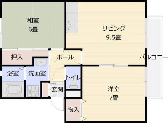 サンビレッジOKUNO C(2DK/1階)の間取り写真