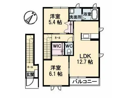 SHION II A(2LDK/2階)の間取り写真