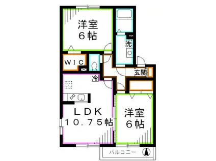 コートオンジェーム(2LDK/1階)の間取り写真