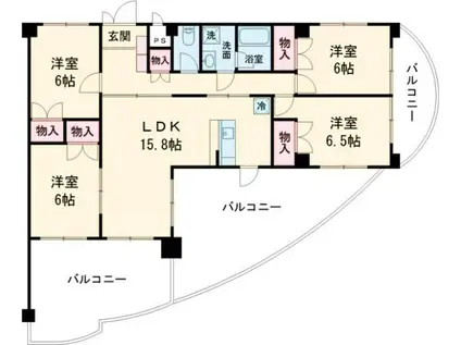 ダイヤヒルズ島瀬(4LDK/8階)の間取り写真