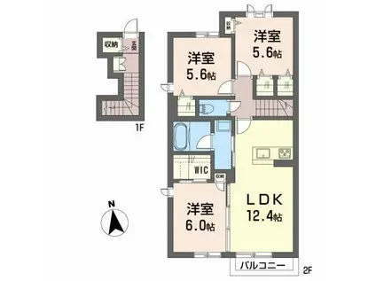 ラピス西中央I(3LDK/2階)の間取り写真