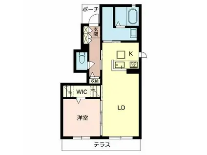 シャーメゾンアミコートA(1LDK/1階)の間取り写真