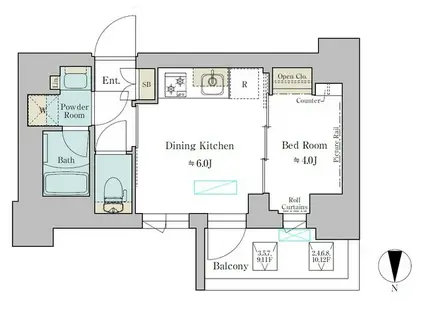 BRILLIA IST 武蔵小杉(1DK/11階)の間取り写真