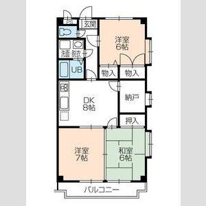 クレアつつじが丘(3SDK/4階)の間取り写真