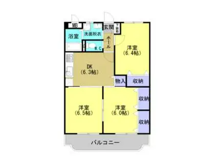 ユーミー富里(3DK/2階)の間取り写真