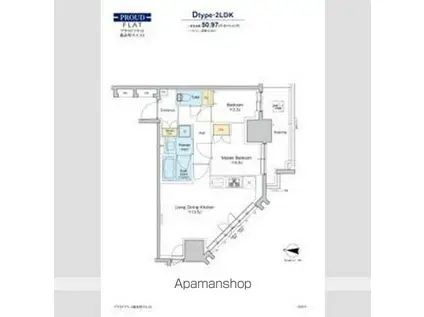 プラウドフラット錦糸町ウエスト(2LDK/9階)の間取り写真