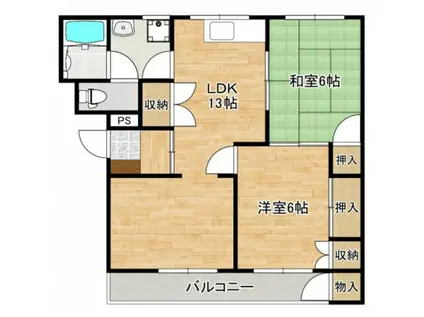 ニューライフ石田(2LDK/3階)の間取り写真
