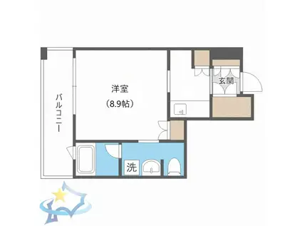 ラフィネタワー札幌南3条(1K/5階)の間取り写真