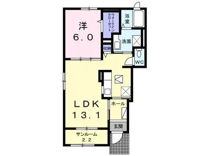 ナチュール アルモニーB(1LDK/1階)の間取り写真