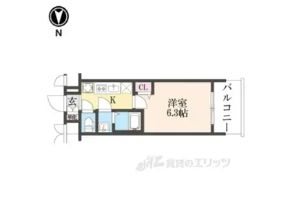 プレサンスTHE KYOTO 新町通(1K/8階)の間取り写真