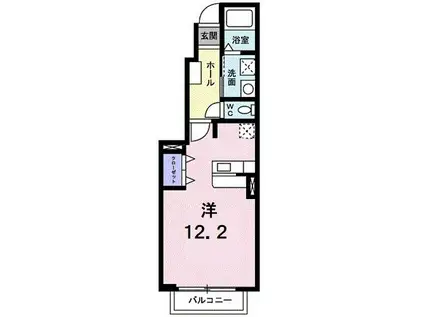 インプレスA(ワンルーム/1階)の間取り写真