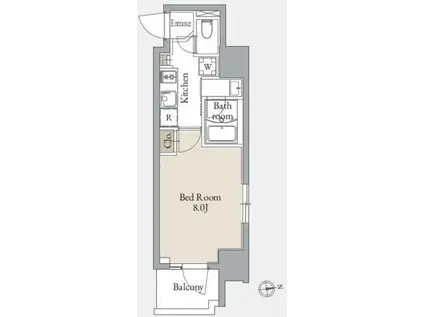 ジオエント上野松が谷(1K/13階)の間取り写真