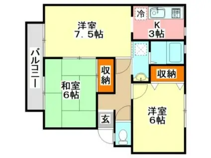 サンガーデン後藤寺(3K/2階)の間取り写真