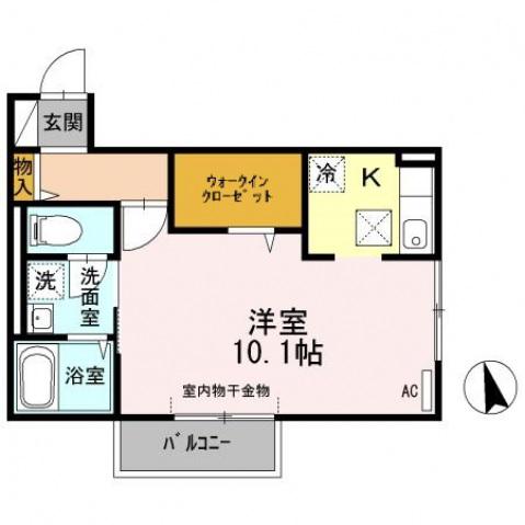 アザレアコートアミカ(ワンルーム/1階)の間取り写真