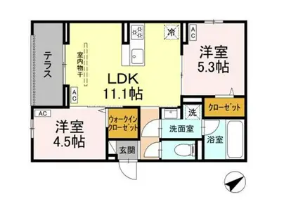 アルスフィルド相模原(2LDK/3階)の間取り写真