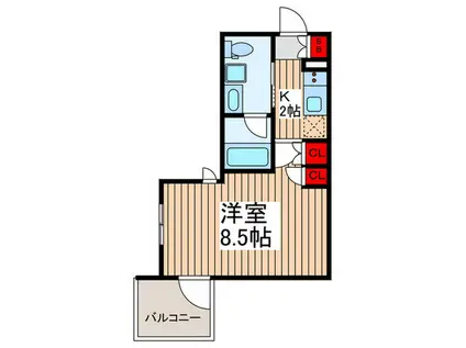 プラウドフラット月島アベニュー(1K/5階)の間取り写真